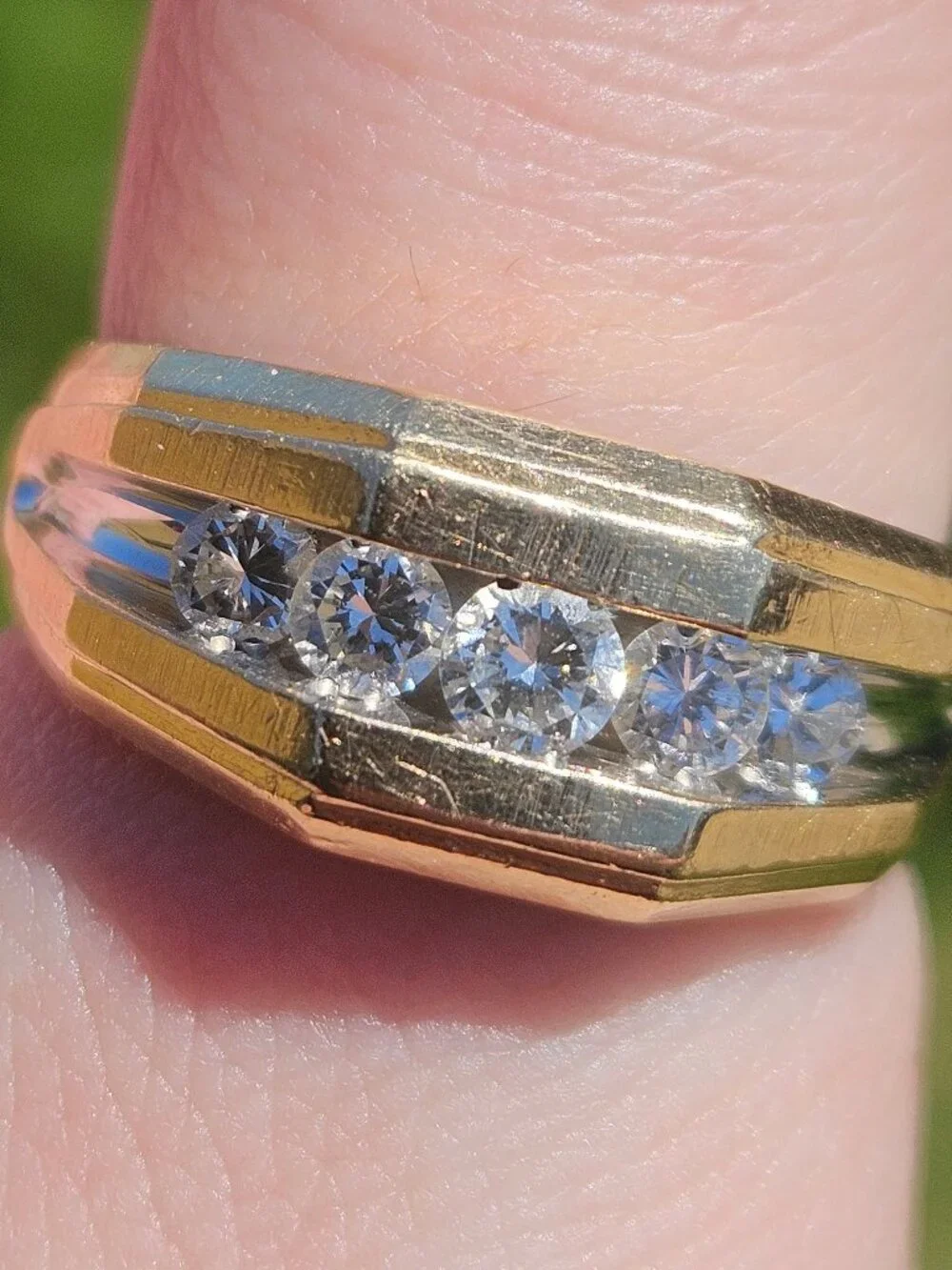 14K Yellow Gold Channel Set Diamond Men's Wide Band Ring 10mm 1.00TCW Size 11